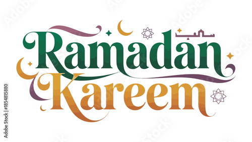 Ramadan Kareem: A festive and vibrant graphic design, radiating a celebratory message with stylish typography and ornamental elements.