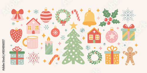 A festive collection of christmas ornaments treats and winter holiday decorations