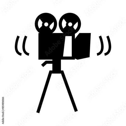 movie camera reels icon illustration vector 