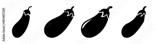 Four silhouetted eggplants