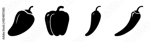 Silhouettes of various pepper shapes