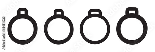 Four simple Christmas ornaments baubles vector illustration set with a clean, minimalist design, perfect for holiday decorations and festive themes.