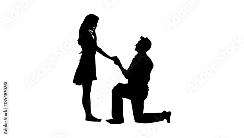 Vector silhouette a man propose to woman