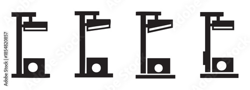 Modern minimalist floor lamps in a set of four abstract black silhouettes, showcasing contemporary lighting design and simple geometric shapes.