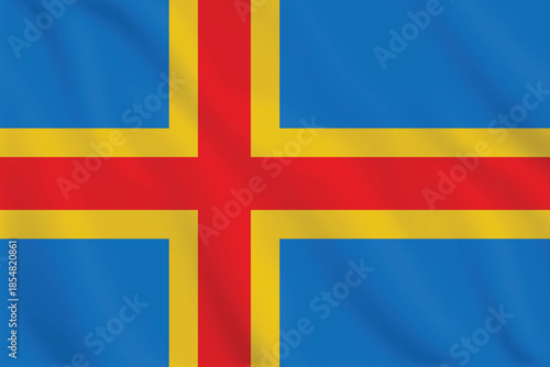 3d illustration waving flag of Aland Island. Vector flag of Aland Island. Symbol of Aland Island.