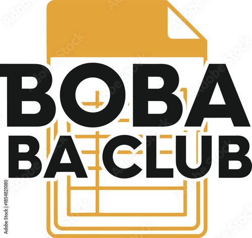 Boba Ba Club vector typography design white black orange on transparent background for beverage apparel t-shirt sticker print community gift creative layout svg cut file