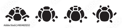 Four stylized black turtle icons representing various aquatic and terrestrial reptiles, ideal for nature, wildlife, or environmental conservation themes in graphic design projects.