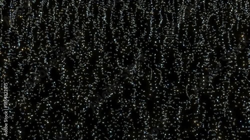 Drops splash water waterfall on black bg 4k