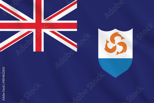 3d illustration waving flag of Anguilla. Vector flag of Anguilla. Symbol of Anguilla.