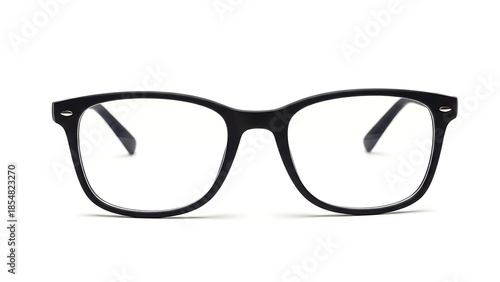 Black framed eyeglasses isolated on a white background