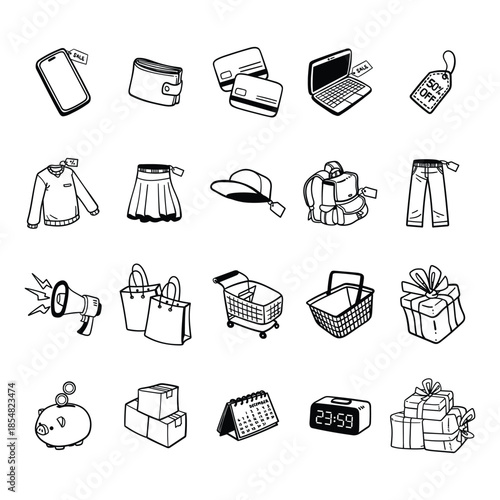 Year-End Sale Doodle Illustration Elements