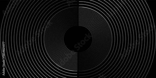 Black abstract background with spiral shapes. Technology futuristic template. Vector illustration.