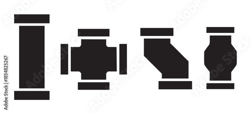 Various pipe fittings and plumbing components are essential for connecting and directing fluid flow in industrial and domestic systems.