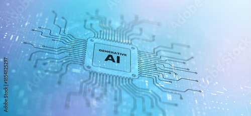 Generative AI Creating Content Illustrated on a Processor.