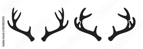 Deer antlers vector illustration set showcasing different styles and forms, ideal for rustic, outdoor, or animal-themed creative compositions.