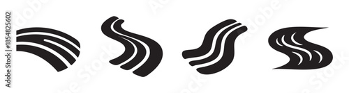 Abstract wavy shapes with flowing lines create a dynamic and modern visual representation of movement, elegance, and fluid motion.