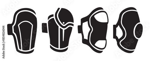 Protective sports pads vector illustration showcasing various athletic safety gear designs for different activities and impact protection.