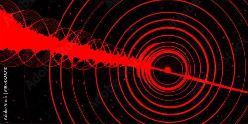 Abstract sound wave visualization with circular frequency pattern futuristic design.