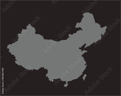 China map on black background