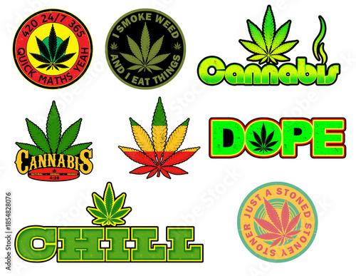 Weed Cannabis Marijuana Sticker Sheet Template