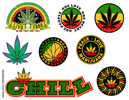 Weed Cannabis Marijuana Sticker Sheet Template