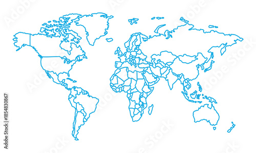 outline world map. Flat Earth, Globe world map icon. Travel worldwide eps 10
