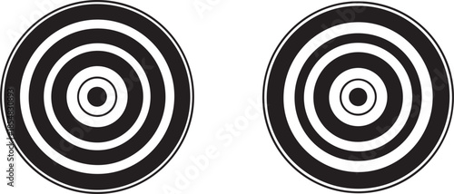 Black and white concentric circle earrings or targets on white background