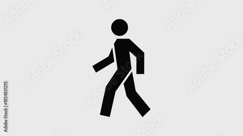 Simple black icon of a person walking on a white background.