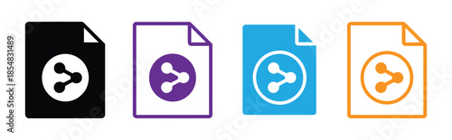 Colorful file share icon. Document Share Icon Set  File Symbols Vector Design. File Sharing icon sheet multiple style collection.