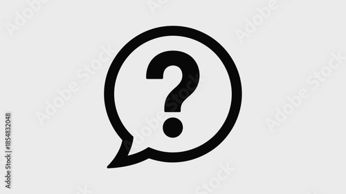 Simple black speech bubble icon with question mark symbol inside.