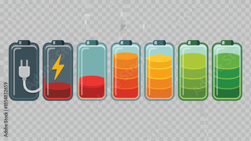Battery Charging Levels Illustration.