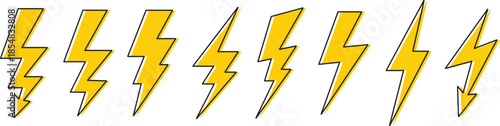 Electricity lighting icon set energy electricity,power icon,ower - lightning. Icon for design.No Parking Sign lightning bolt icon set in editable stroke and filled. electric power symbol