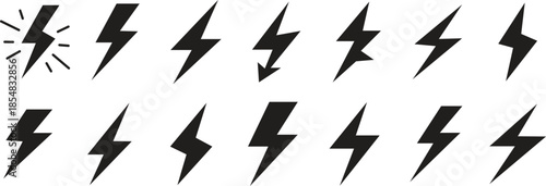 Electricity lighting icon set energy electricity,power icon,ower - lightning. Icon for design.No Parking Sign lightning bolt icon set in editable stroke and filled. electric power symbol