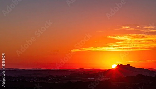 Golden Wheat Field Sunset Dramatic Sky Over Castle Silhouette Rays Of Light Through Clouds Atmospheric Landscape