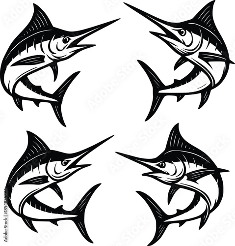 marlin fish vector hand drawn illustration