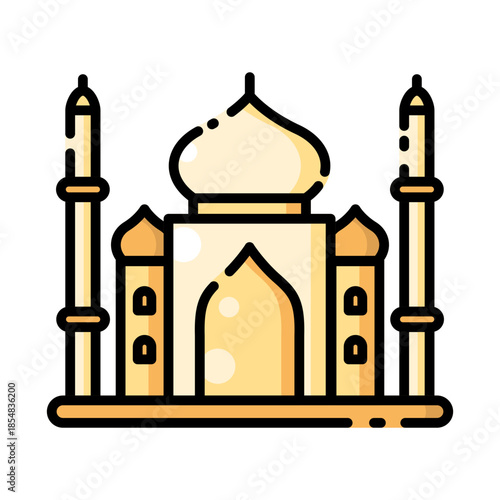 Taj Mahal India Landmark Icon Vector Illustration