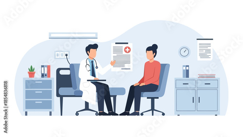 Doctor consulting patient in modern medical office setting