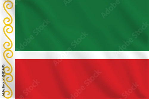 3d illustration waving flag of Chechen. Vector flag of Chechen Symbol of Chechen.