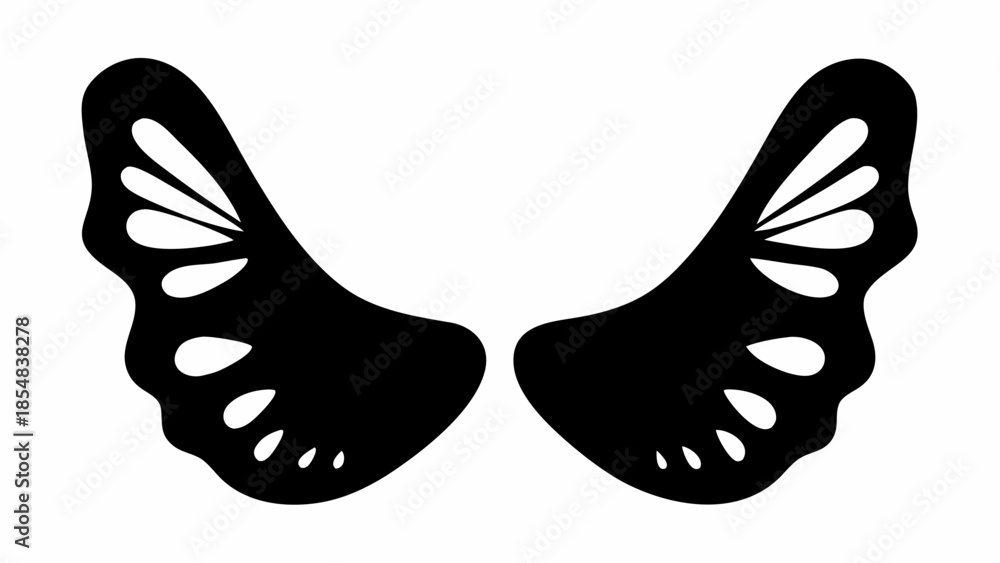 Fototapeta premium Stunning black butterfly wings on white background