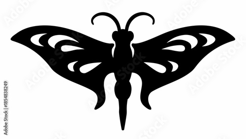 Elegant black butterfly silhouette with intricate wing details