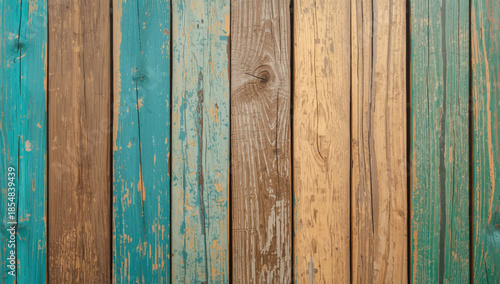 Pastel painted wooden plank background. Multicolor wood plank background. Wood texture with natural pattern.
