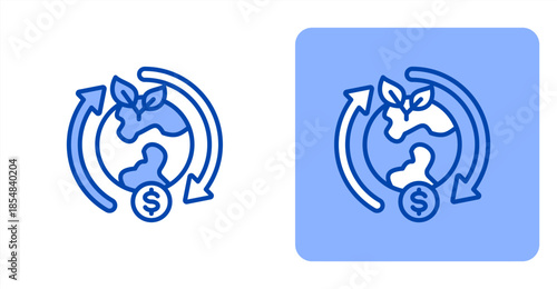 Renewable Line Color , Two-tone color and contrasting background icon illustration