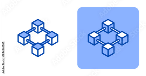 Blockchain Line Color , Two-tone color and contrasting background icon illustration