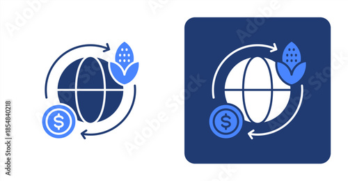 Trade Glyph Color , Two-tone color and contrasting background icon illustration