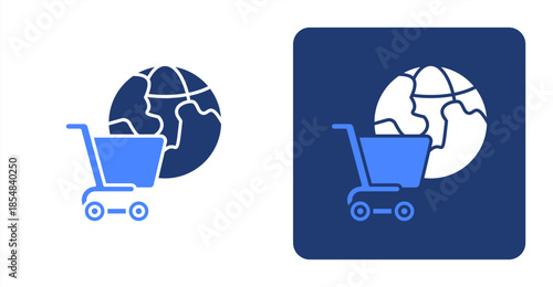 Market Glyph Color , Two-tone color and contrasting background icon illustration