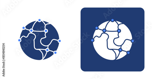 Globalization Glyph Color , Two-tone color and contrasting background icon illustration