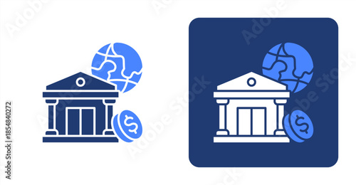 Banking Glyph Color , Two-tone color and contrasting background icon illustration
