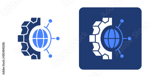 Technology Glyph Color , Two-tone color and contrasting background icon illustration