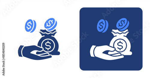 Capital Glyph Color , Two-tone color and contrasting background icon illustration