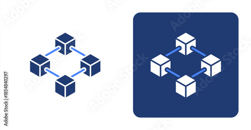 Blockchain Glyph Color , Two-tone color and contrasting background icon illustration